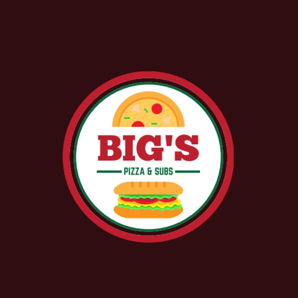 Big's Pizza & Subs logo featuring a pizza slice and a sub sandwich in a circular design.